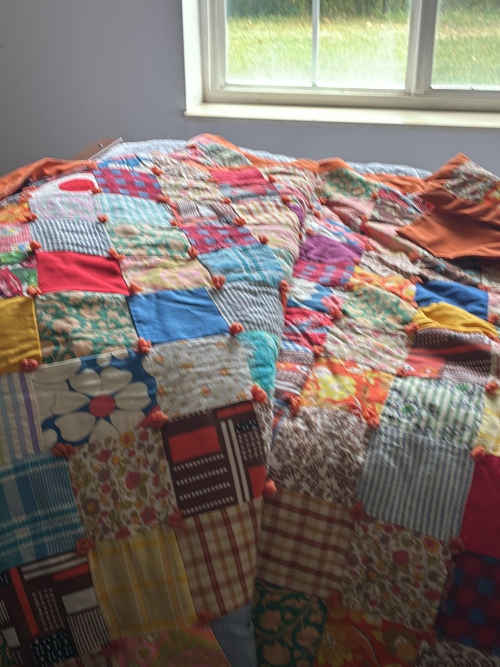 Colorful Patchwork Cotton Quilt - Vibrant Multi-Color